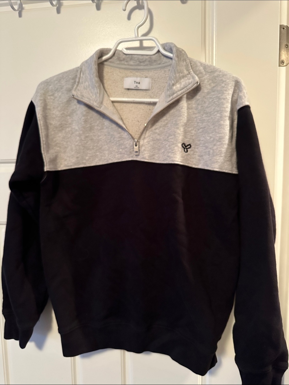 TNA Half-Zip Colorblock Pullover Sweater - Gray & Black